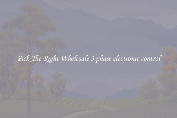 Pick The Right Wholesale 3 phase electronic control